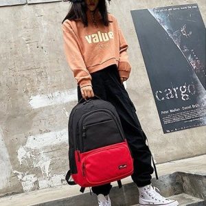 Oxford Cloth Street Style Backpack with Stitching Detail