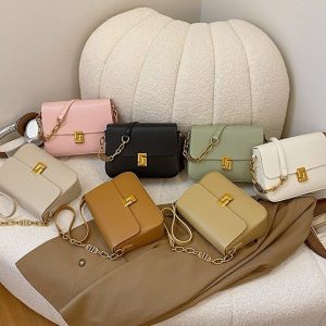 Mixed Material Patchwork Tofu Handbag Crossbody Bag