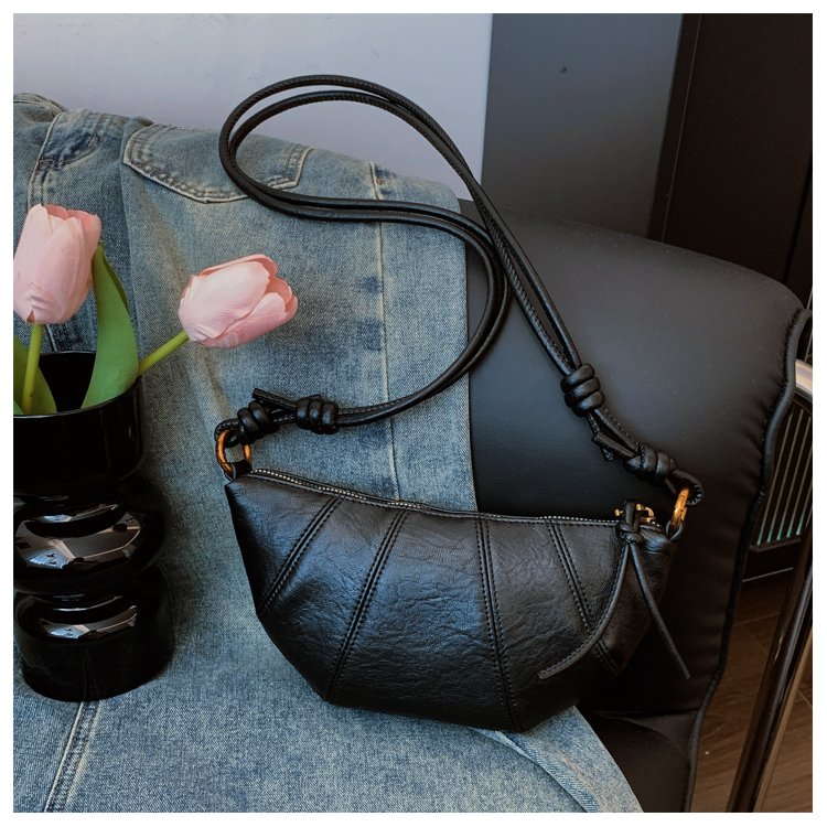 2024 Summer Dumpling Bag Mixed Material Zip Handbag Crossbody - Image 4