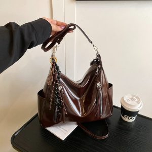 PU Leather Small Square Handbag with Stitching Detail Winter 2025