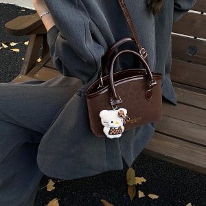 Women's Crossbody Handbag with Zipper Closure - Spring 2026 - Black,Coffee,Brown - Without Pendant,With Pendant