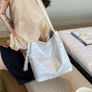 Women's Open-Top Tote Bag Summer 2026 One Size - White,Black,Beige,Pink - One Size